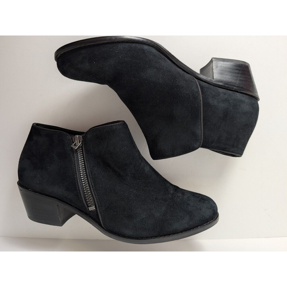 Vionic Joy Serena Ankle Boots Black Womens Size 7.5W Side Zipper Suede - Picture 5 of 11